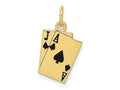 FJC Finejewelers 10 kt Yellow Gold Enameled Themed Enameled Blackjack Playing Cards Charm 19.5 mm x 11 mm