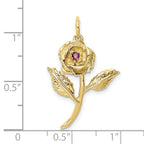 FJC Finejewelers 10 kt Yellow Gold Themed CZ Rose Charm 26 mm x 20 mm