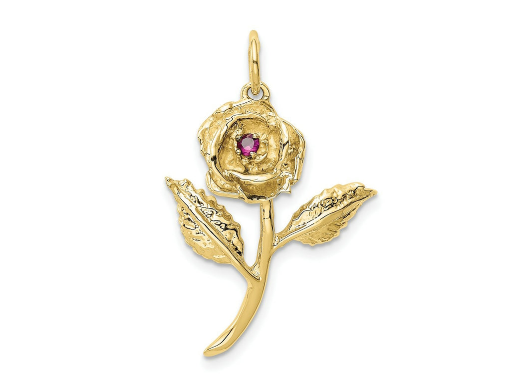 FJC Finejewelers 10 kt Yellow Gold Themed CZ Rose Charm 26 mm x 20 mm