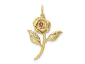 FJC Finejewelers 10 kt Yellow Gold Themed CZ Rose Charm 26 mm x 20 mm