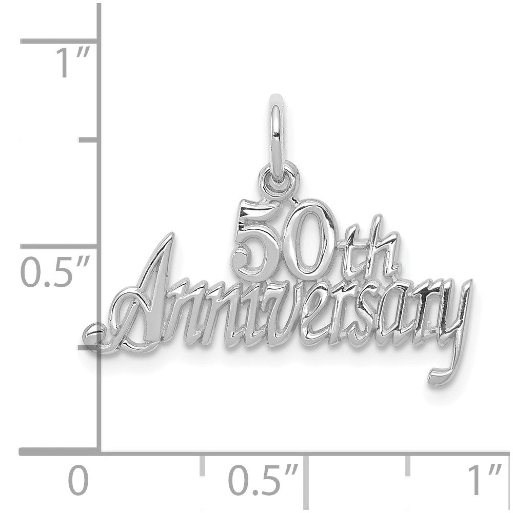 FJC Finejewelers 10 kt White Gold Themed White Gold 50th Anniversary Charm 25 mm x 26 mm