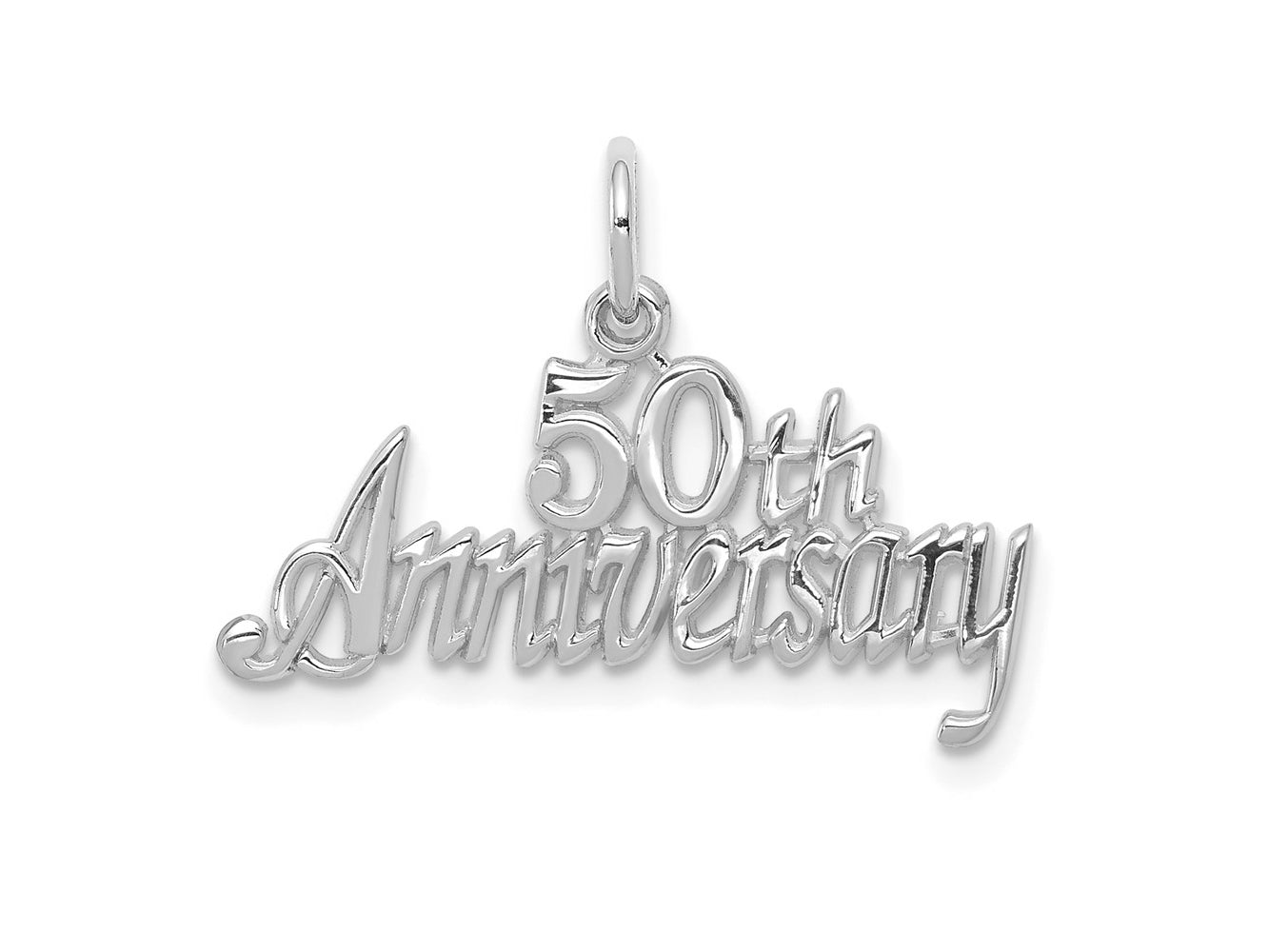 FJC Finejewelers 10 kt White Gold Themed White Gold 50th Anniversary Charm 25 mm x 26 mm