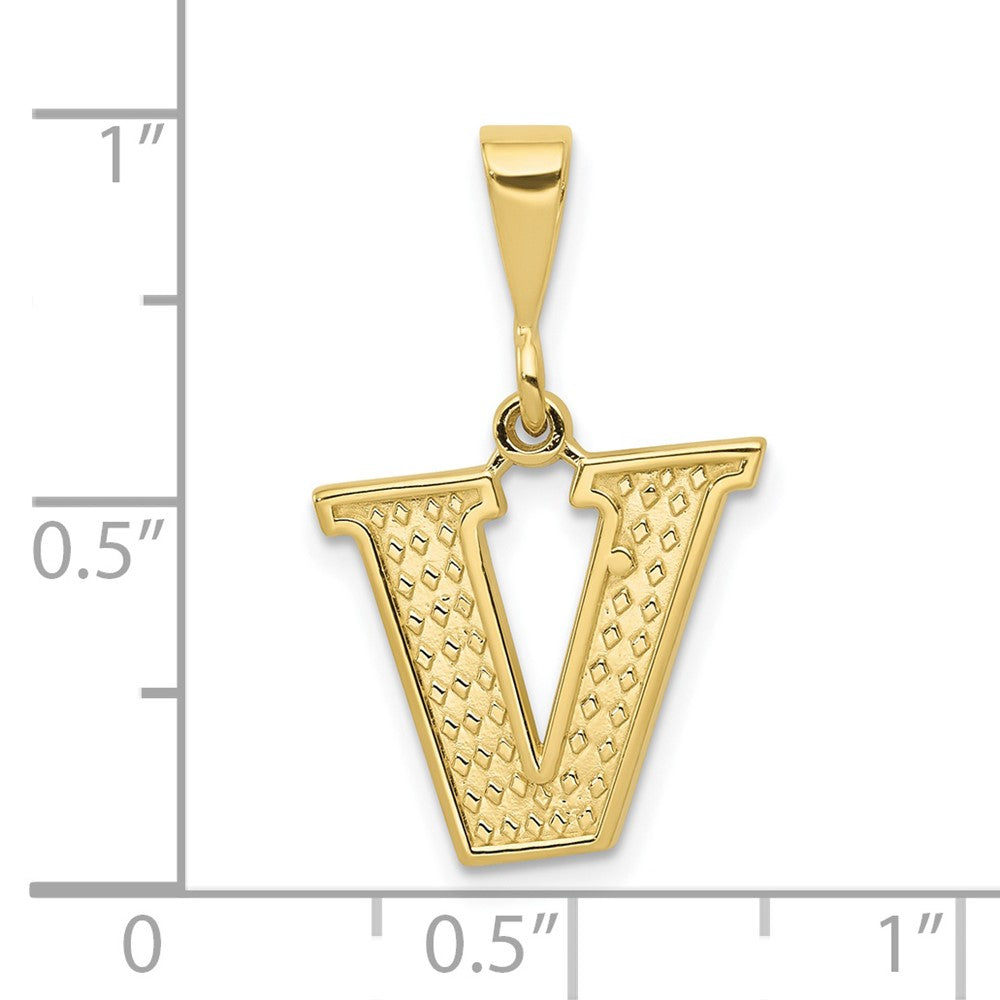 FJC Finejewelers 10 kt Yellow Gold Themed Initial V Charm