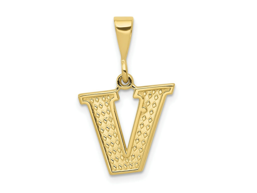 FJC Finejewelers 10 kt Yellow Gold Themed Initial V Charm