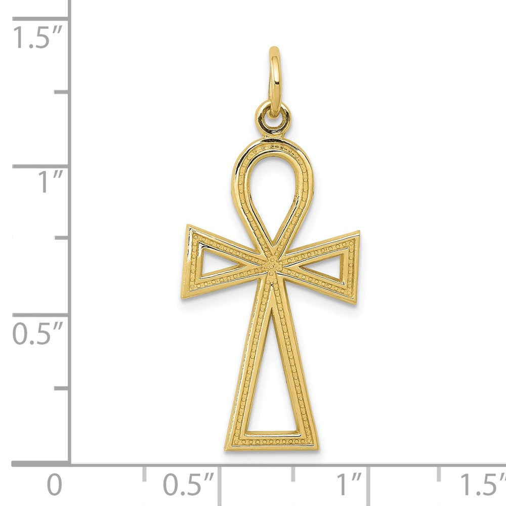 FJC Finejewelers 10 kt Yellow Gold Themed Ankh Cross Charm 37 mm x 14 mm