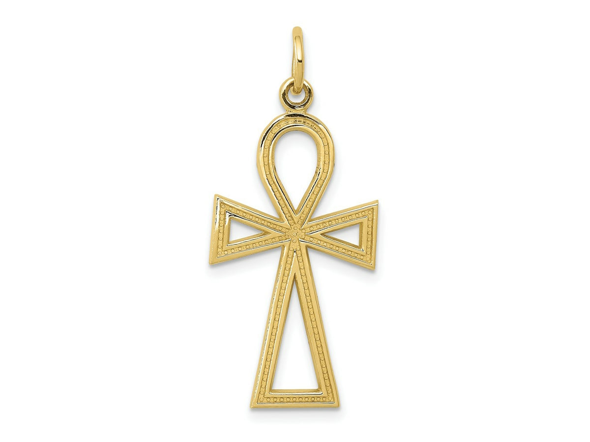 FJC Finejewelers 10 kt Yellow Gold Themed Ankh Cross Charm 37 mm x 14 mm