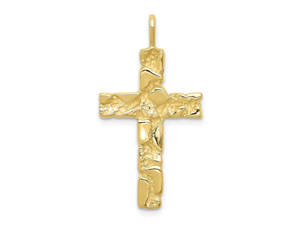 FJC Finejewelers 10 kt Yellow Gold Themed Nugget Cross Charm 34 mm x 18 mm