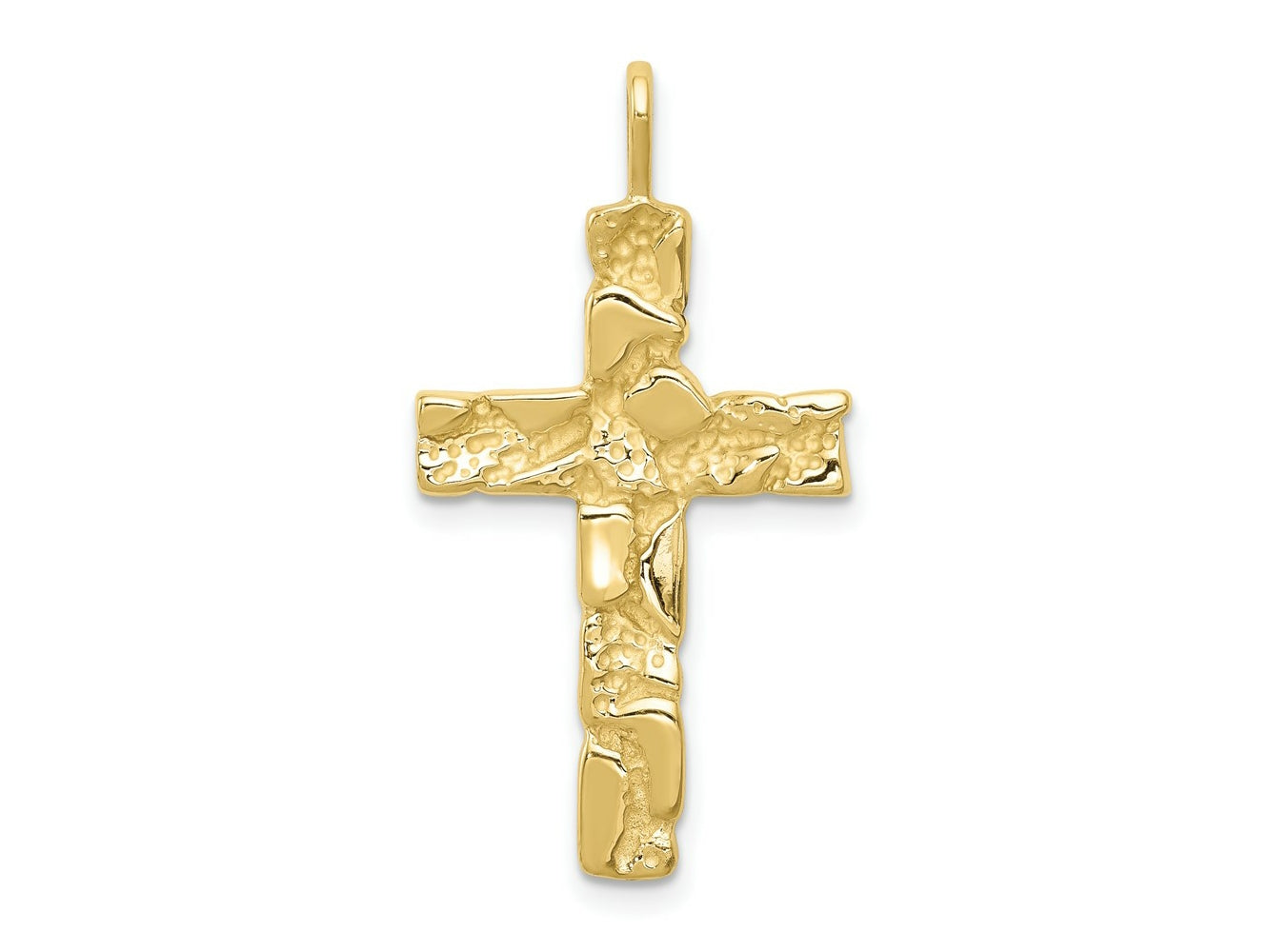 FJC Finejewelers 10 kt Yellow Gold Themed Nugget Cross Charm 34 mm x 18 mm