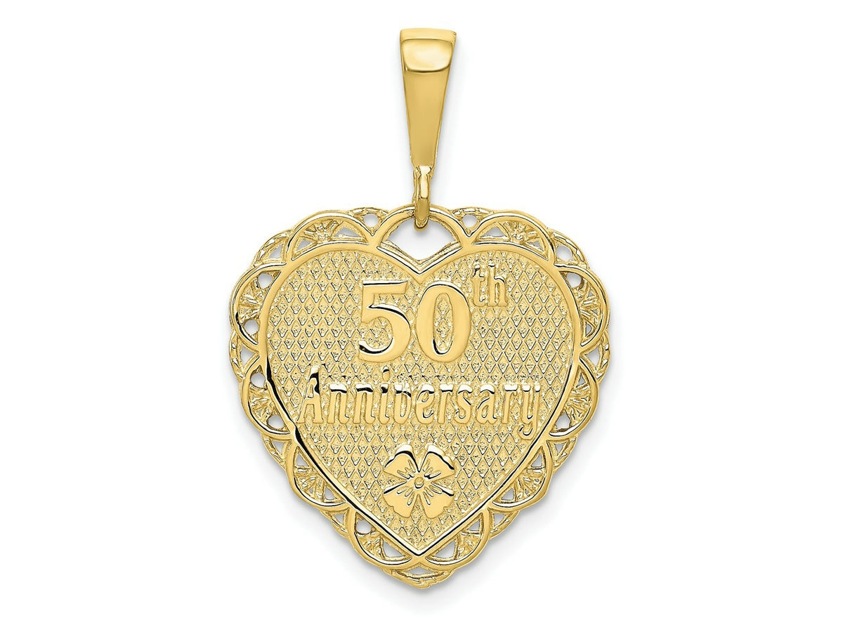 FJC Finejewelers 10 kt Yellow Gold Themed 50th Anniversary Charm 29 mm x 20 mm