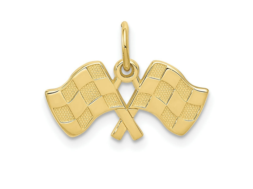 FJC Finejewelers 10 kt Yellow Gold Themed Racing Flags Charm 15 mm x 19 mm