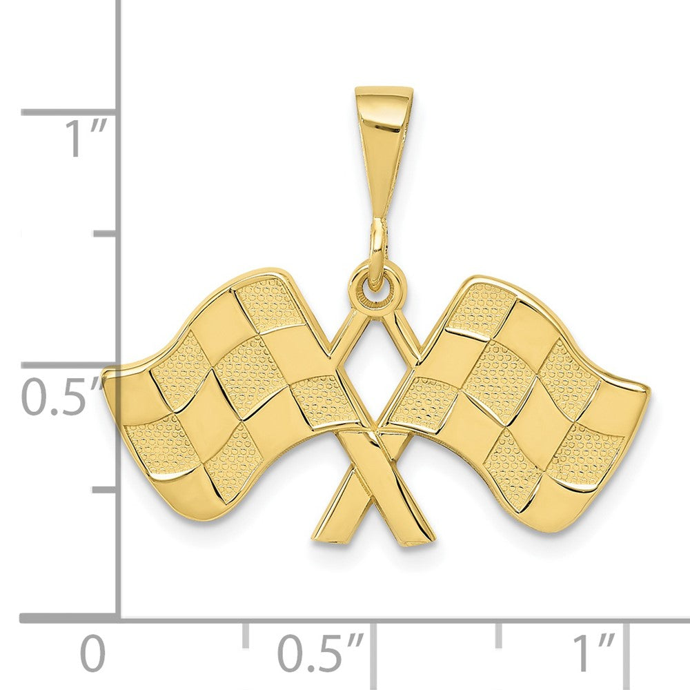 FJC Finejewelers 10 kt Yellow Gold Themed Racing Flags Charm 25 mm x 29 mm