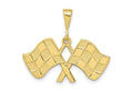 FJC Finejewelers 10 kt Yellow Gold Themed Racing Flags Charm 25 mm x 29 mm