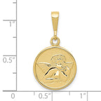 FJC Finejewelers 10 kt Yellow Gold Themed Polished and Satin Raphael Angel Charm 29 mm x 16 mm