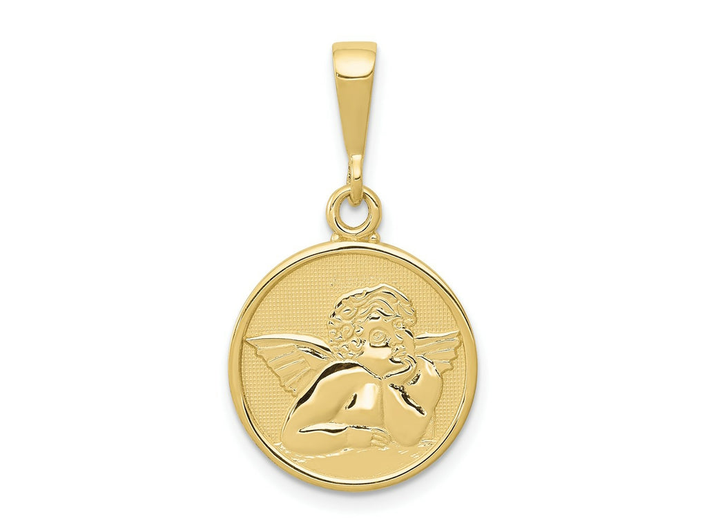 FJC Finejewelers 10 kt Yellow Gold Themed Polished and Satin Raphael Angel Charm 29 mm x 16 mm