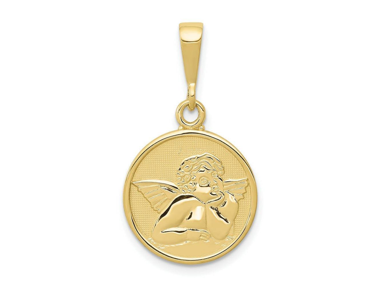FJC Finejewelers 10 kt Yellow Gold Themed Polished and Satin Raphael Angel Charm 29 mm x 16 mm