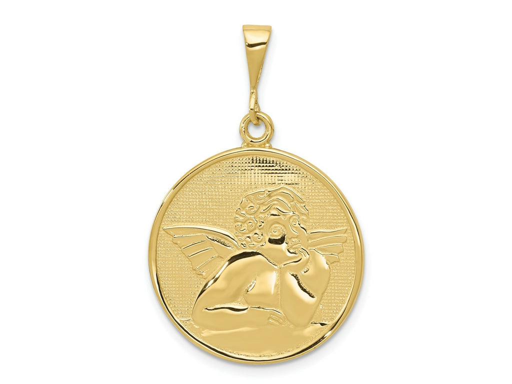 FJC Finejewelers 10 kt Yellow Gold Themed Polished and Satin Angel Charm 36 mm x 22 mm