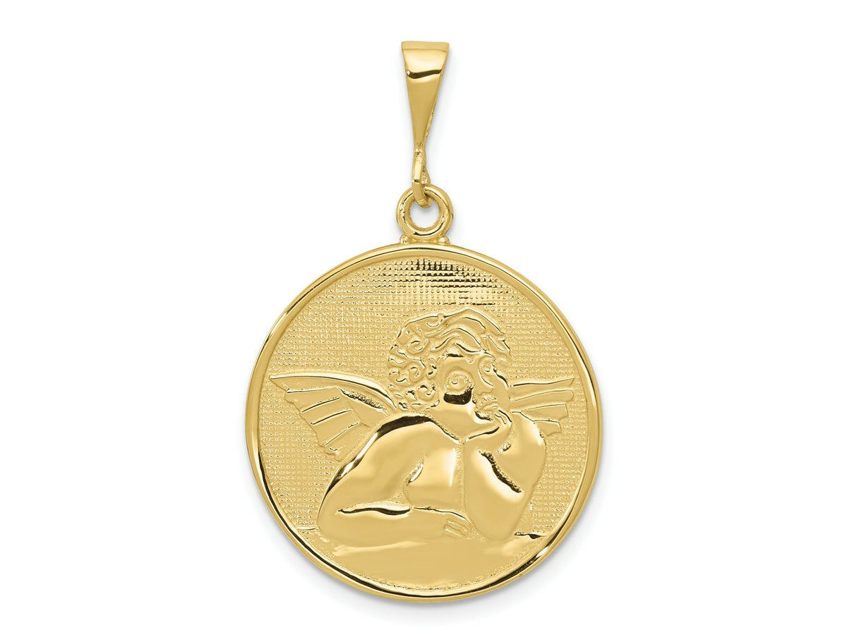 FJC Finejewelers 10 kt Yellow Gold Themed Polished and Satin Angel Charm 36 mm x 22 mm