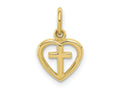 FJC Finejewelers 10 kt Yellow Gold Themed Cross in Heart Charm 16 mm x 10 mm