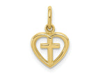 FJC Finejewelers 10 kt Yellow Gold Themed Cross in Heart Charm 16 mm x 10 mm