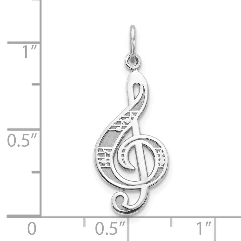 FJC Finejewelers 10 kt White Gold Themed White Gold Treble Clef Charm 30 mm x 11 mm