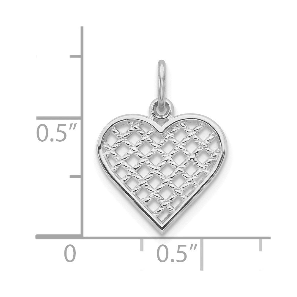 FJC Finejewelers 10 kt White Gold Themed White Gold Heart Charm 20 mm x 12 mm