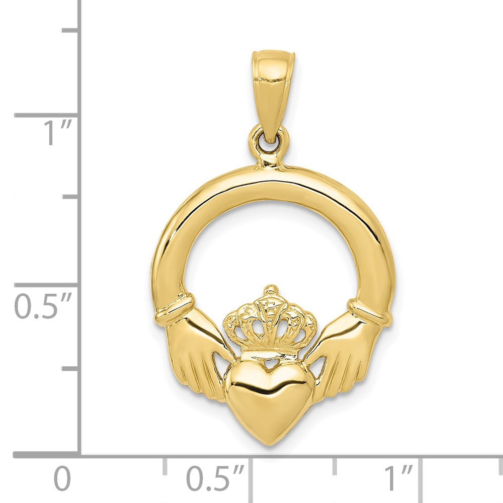 FJC Finejewelers 10 kt Yellow Gold Themed Polished Claddagh Charm 31 mm x 20 mm