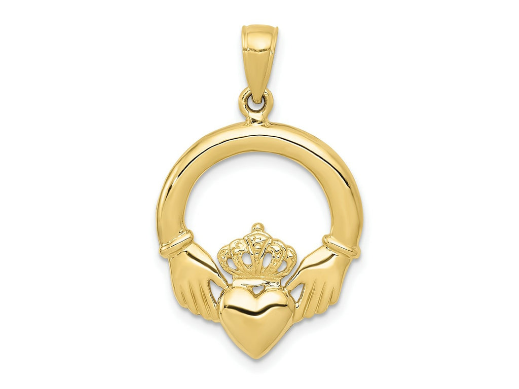 FJC Finejewelers 10 kt Yellow Gold Themed Polished Claddagh Charm 31 mm x 20 mm