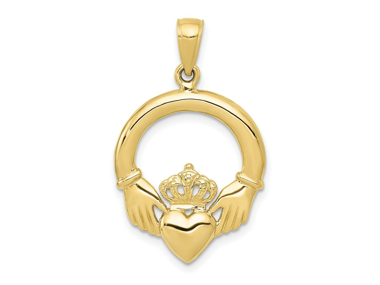 FJC Finejewelers 10 kt Yellow Gold Themed Polished Claddagh Charm 31 mm x 20 mm