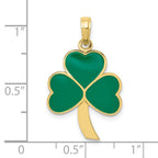 FJC Finejewelers 10 kt Yellow Gold Enameled Themed Green Enameled Shamrock Charm 30 mm x 15 mm
