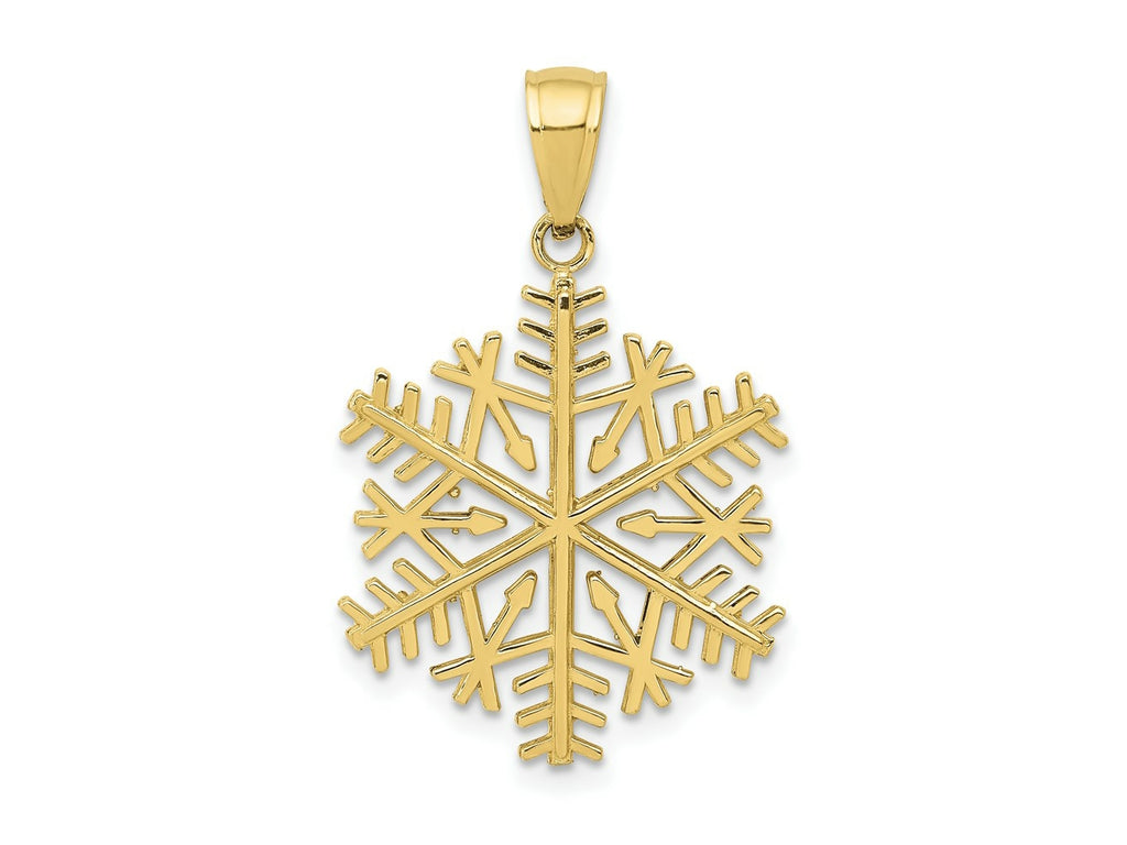 FJC Finejewelers 10 kt Yellow Gold Themed Polished Snowflake Charm 26 mm x 17 mm