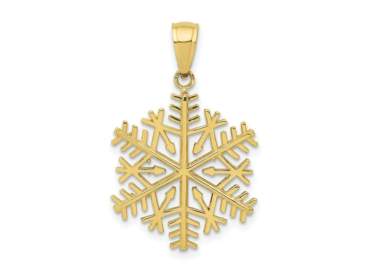 FJC Finejewelers 10 kt Yellow Gold Themed Polished Snowflake Charm 26 mm x 17 mm