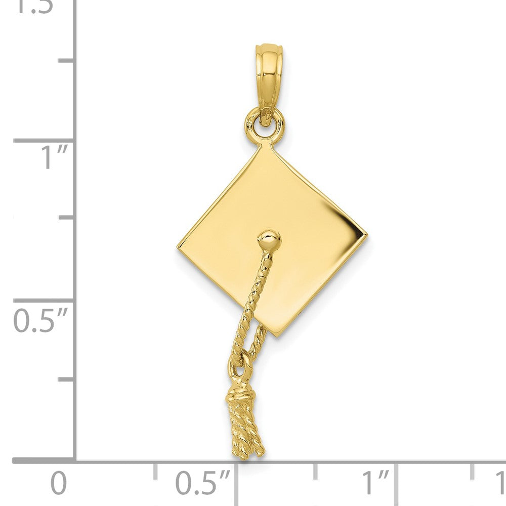 FJC Finejewelers 10 kt Yellow Gold Themed Solid Polished 3-D Graduation Cap Charm 30 mm x 15 mm