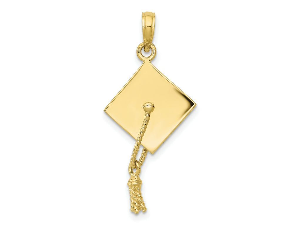 FJC Finejewelers 10 kt Yellow Gold Themed Solid Polished 3-D Graduation Cap Charm 30 mm x 15 mm
