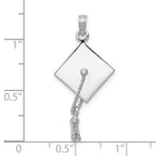 FJC Finejewelers 10 kt White Gold Themed 3-D Graduation Cap w/ Moveable Tassle Charm 18.5 mm x 15.5 mm
