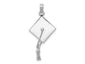 FJC Finejewelers 10 kt White Gold Themed 3-D Graduation Cap w/ Moveable Tassle Charm 18.5 mm x 15.5 mm