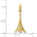 FJC Finejewelers 10 kt Yellow Gold Themed Solid Polished 3-D Eiffel Tower Charm 26.5 mm x 8 mm