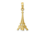 FJC Finejewelers 10 kt Yellow Gold Themed Solid Polished 3-D Eiffel Tower Charm 26.5 mm x 8 mm