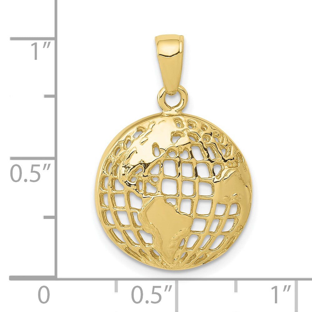FJC Finejewelers 10 kt Yellow Gold Themed Polished Globe Charm 24.5 mm x 16 mm