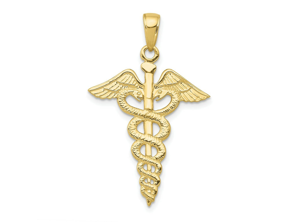 FJC Finejewelers 10 kt Yellow Gold Themed Caduceus Charm 32 mm x 21 mm