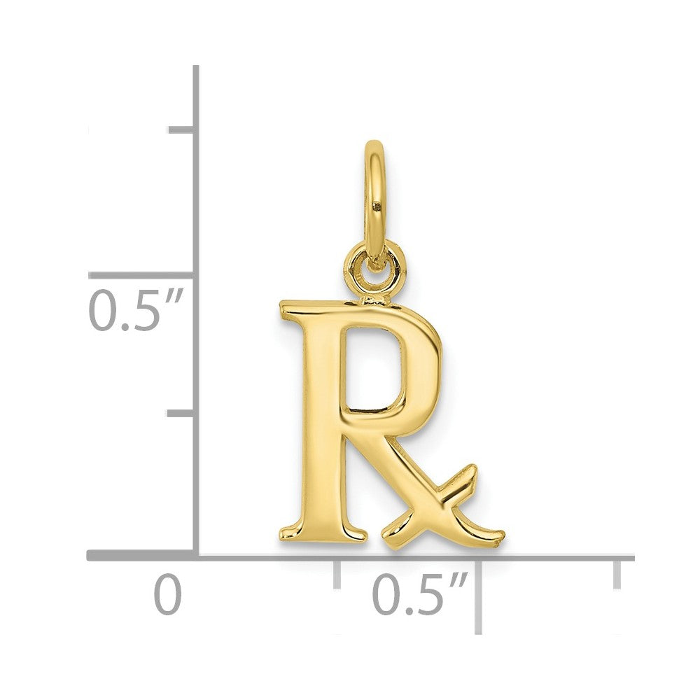 FJC Finejewelers 10 kt Yellow Gold Themed Prescription Symbol RX Charm 22 mm x 10 mm
