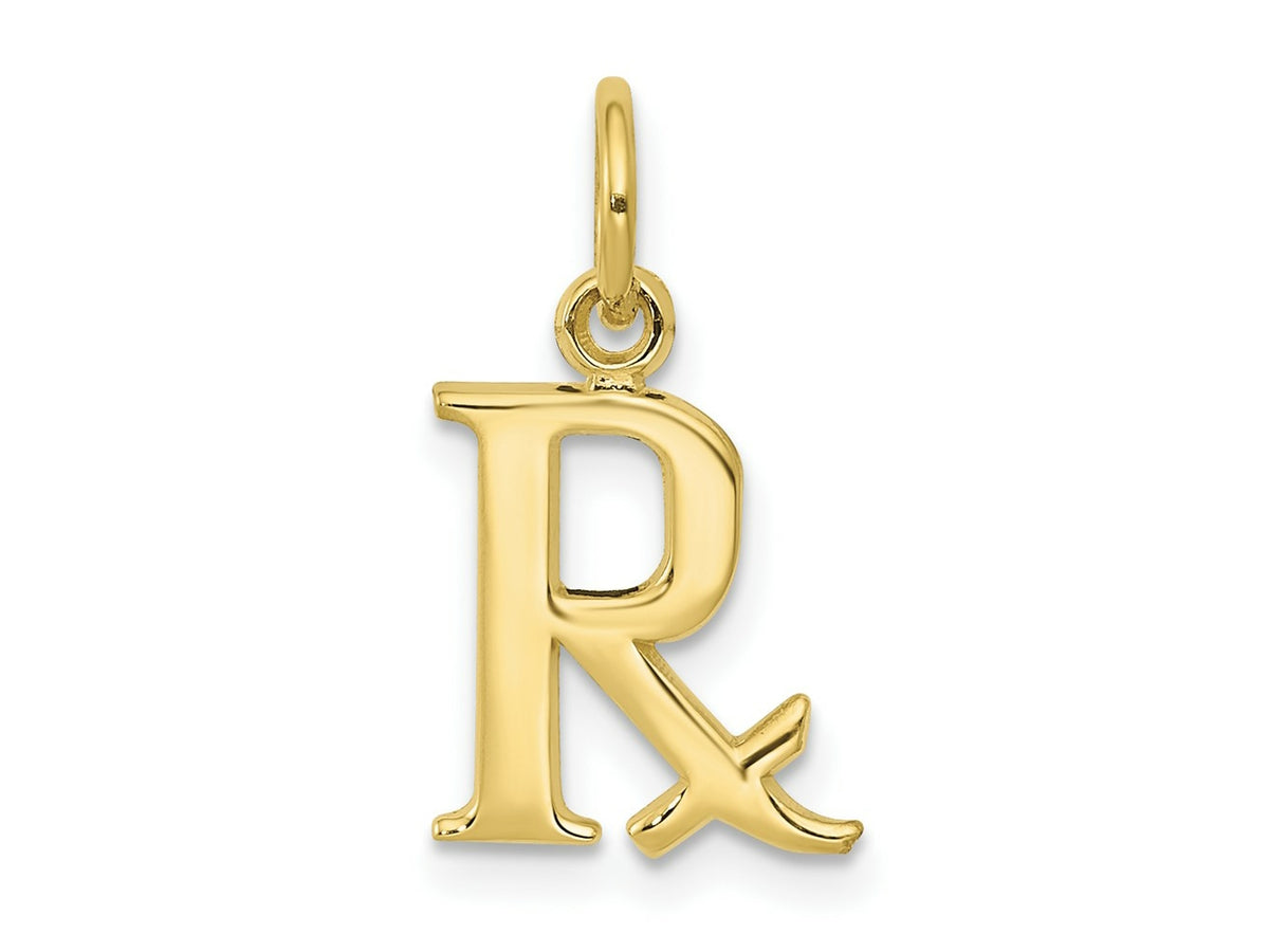 FJC Finejewelers 10 kt Yellow Gold Themed Prescription Symbol RX Charm 22 mm x 10 mm