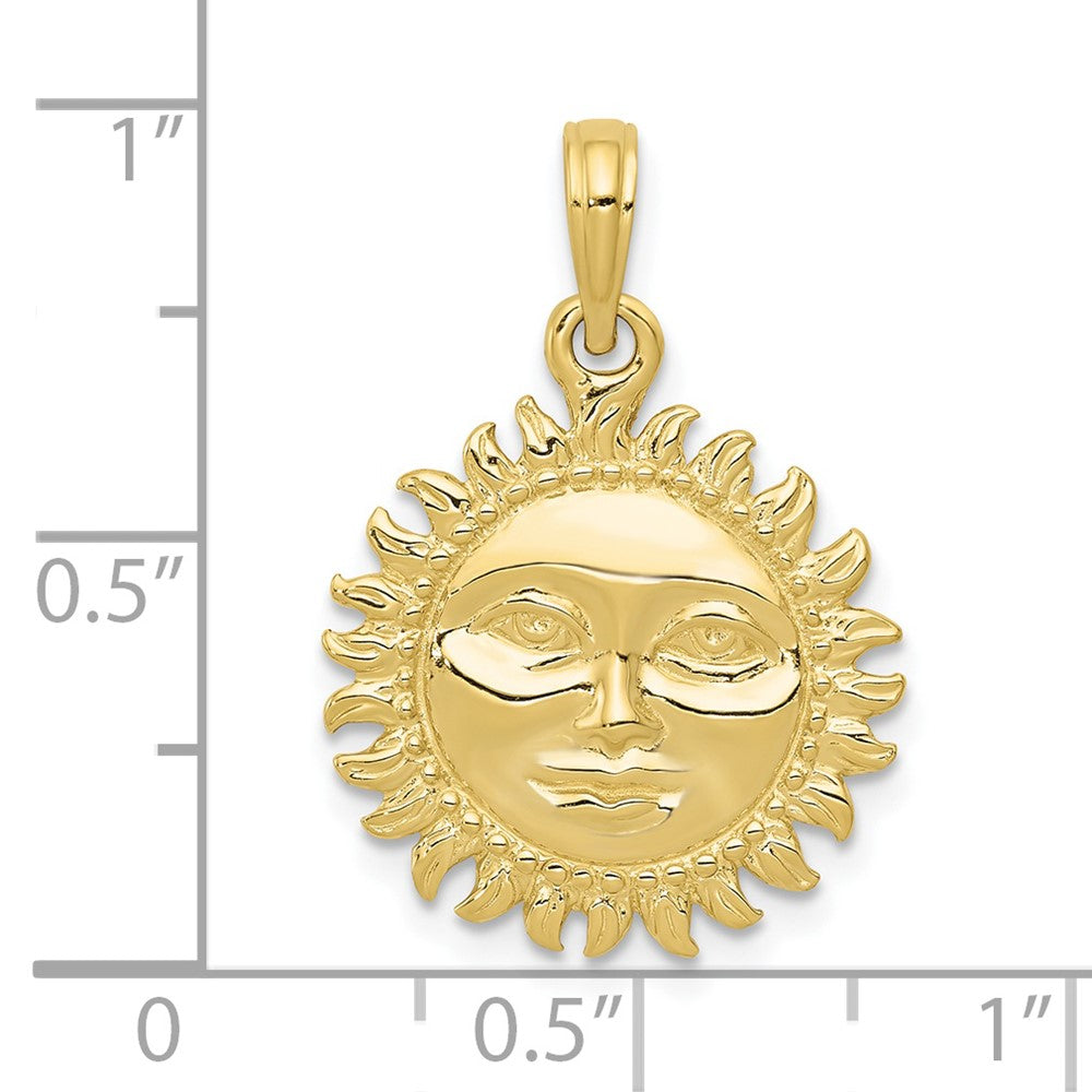 FJC Finejewelers 10 kt Yellow Gold Themed Solid Polished 3-Dimensional Sun Charm 24 mm x 17 mm
