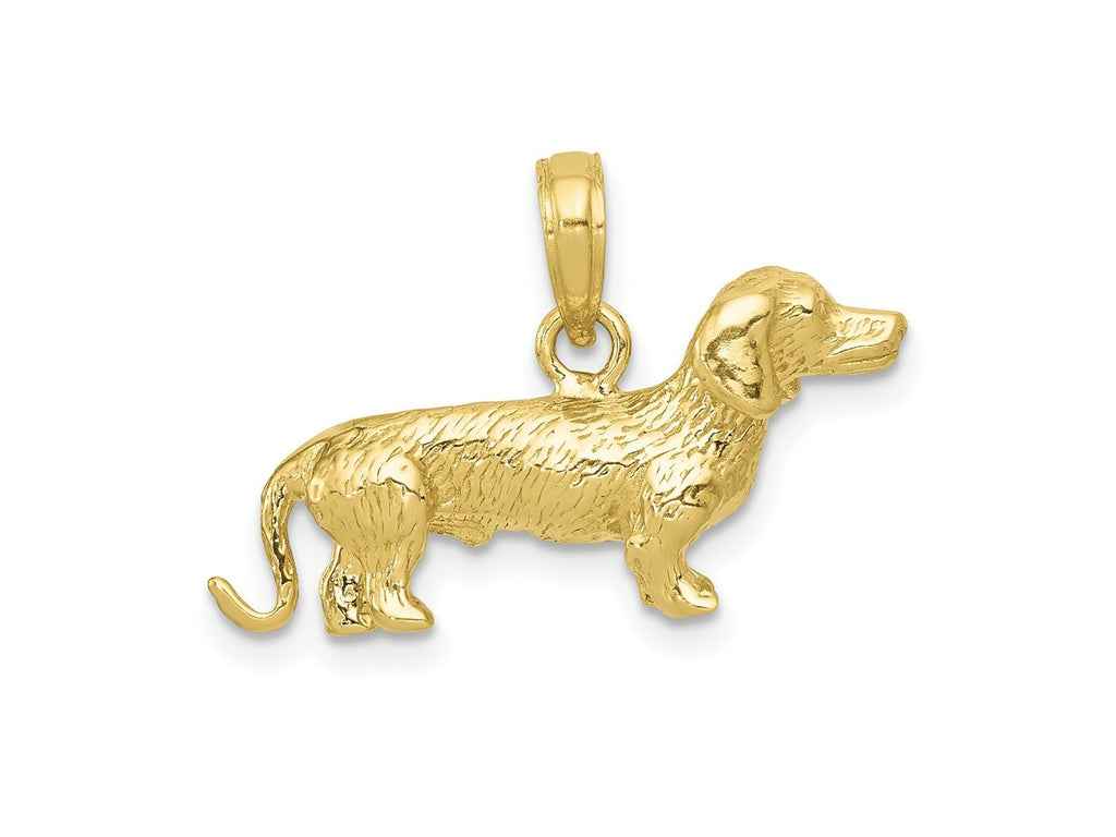 FJC Finejewelers 10 kt Yellow Gold Solid Polished 3-Dimensional Wire Haired Dachshund Charm 17 mm x 25 mm
