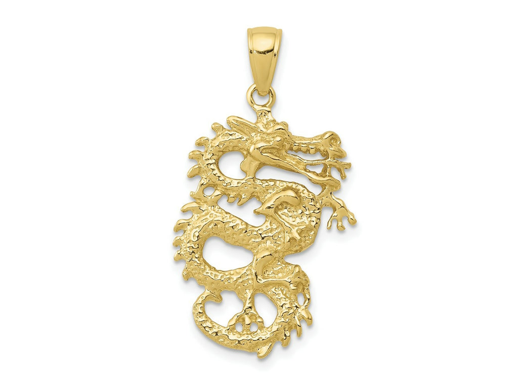 FJC Finejewelers 10 kt Yellow Gold Themed Solid 3-D Dragon Charm 31 mm x 17 mm
