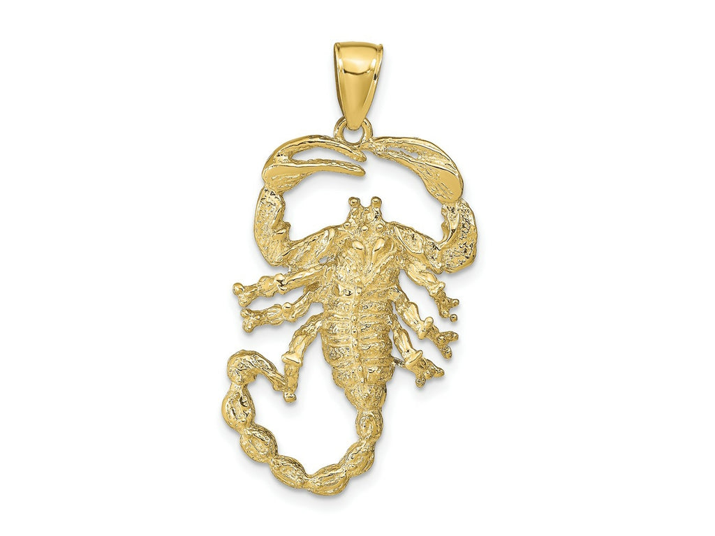 FJC Finejewelers 10 kt Yellow Gold Themed Solid Polished Open-Backed Scorpion Charm 39 mm x 19 mm