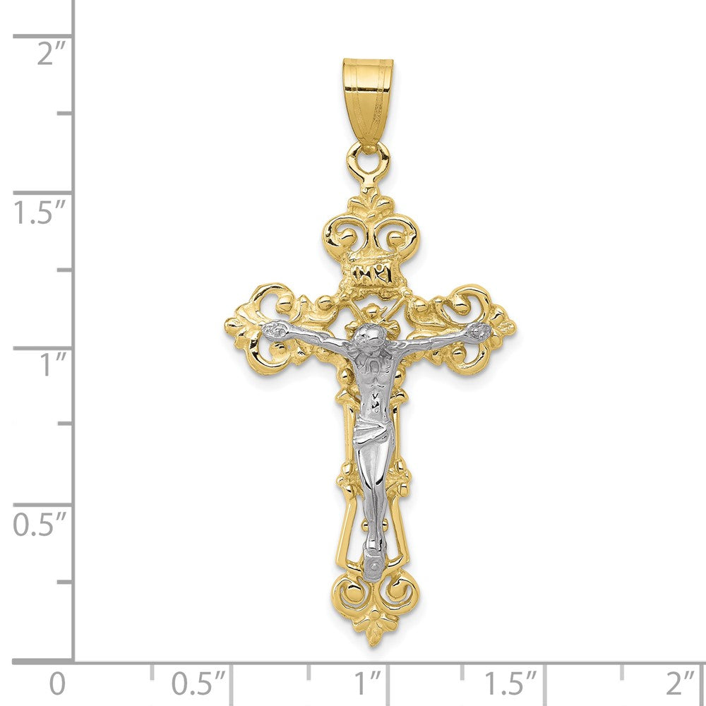 FJC Finejewelers 10 kt Two Tone Gold Themed Two-tone INRI Fleur De Lis Crucifix Pendant 47.89 mm