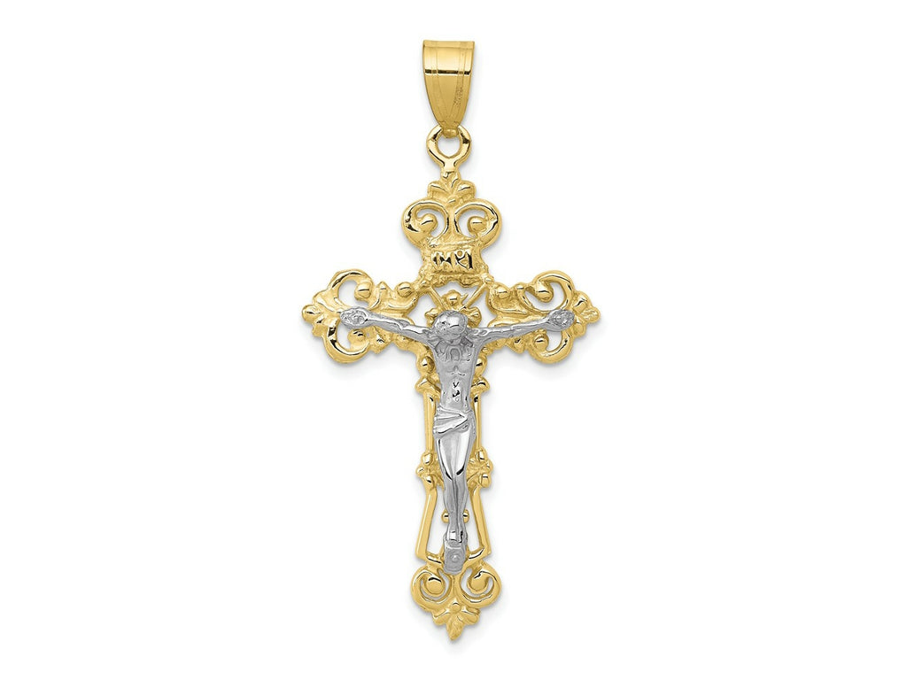 FJC Finejewelers 10 kt Two Tone Gold Themed Two-tone INRI Fleur De Lis Crucifix Pendant 47.89 mm