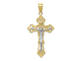 FJC Finejewelers 10 kt Two Tone Gold Themed Two-tone INRI Fleur De Lis Crucifix Pendant 47.89 mm