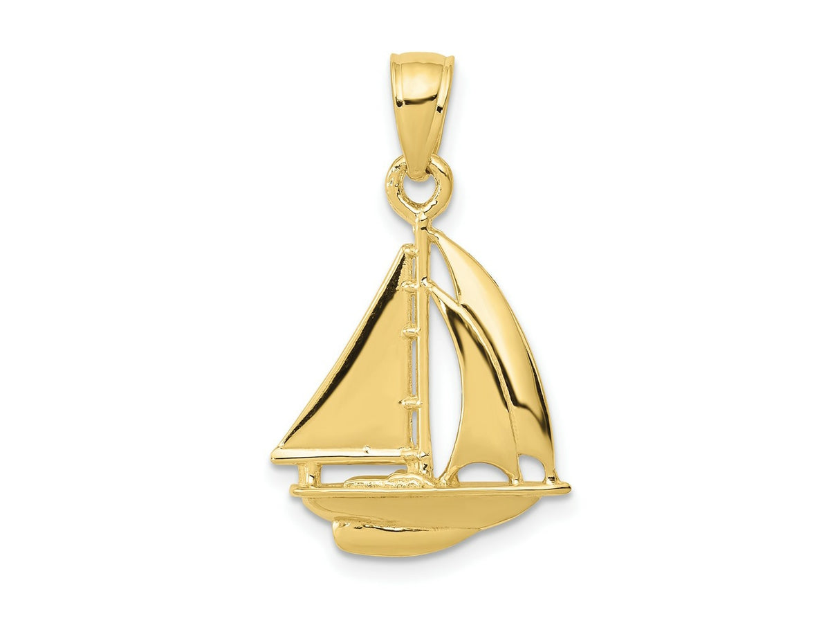 FJC Finejewelers 10 kt Yellow Gold Themed Polished Open-Backed Sailboat Charm 24 mm x 16 mm