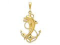 FJC Finejewelers 10 kt Yellow Gold Themed Solid Polished Anchor with Dolphin Charm 44 mm x 23 mm